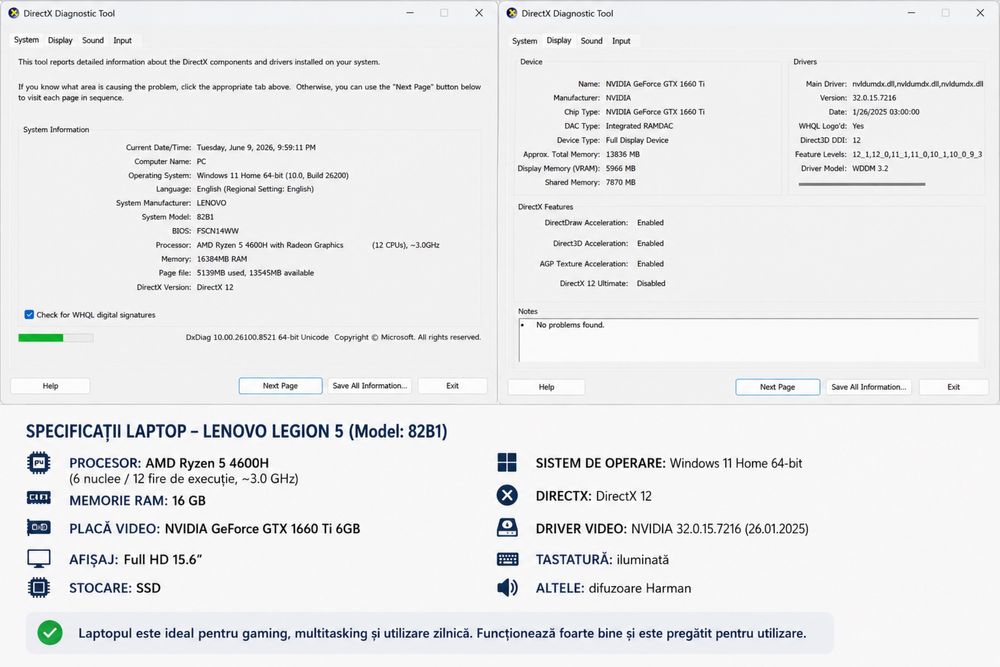 Lenovo Legion 5 Gaming Laptop – GTX 1660 Ti 6GB