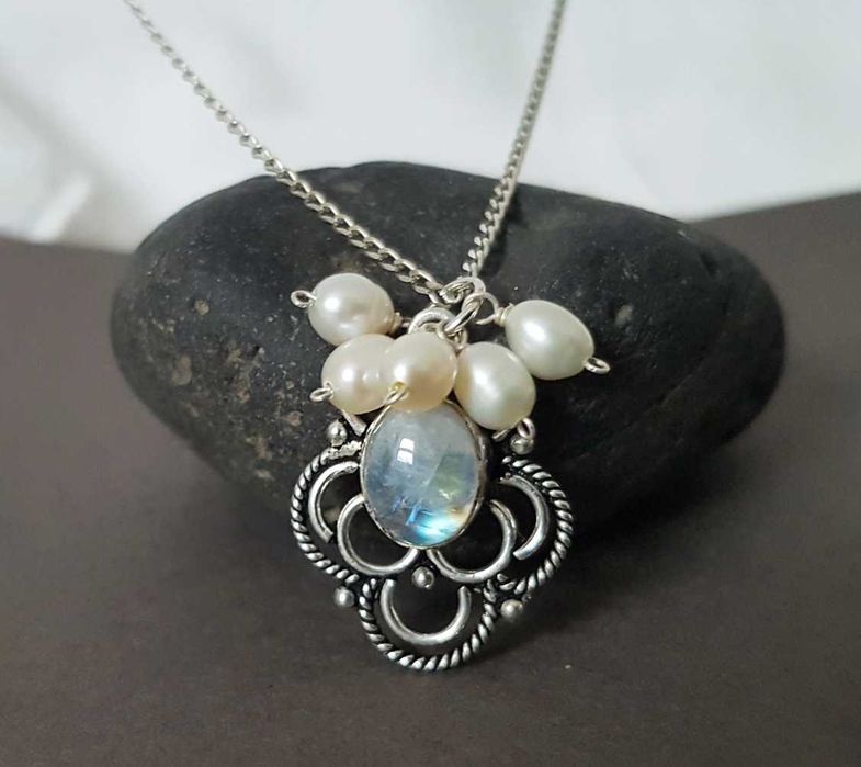 Pandantiv argint 925 piatra semipretioasa piatra lunii perle naturale