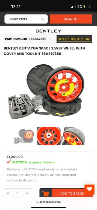 Kit Roata Rezerva Slim Noua Cayenne/ Audi Q8 Q7/ Bentayga/ Touareg CR7