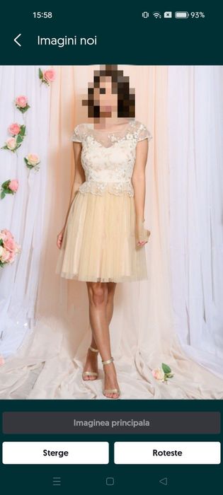 Rochie dama eleganta , crem , mărime 38 nou, dantela și tull