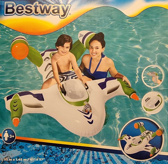 Saltea avion de apa copii cu pistol, 155cm