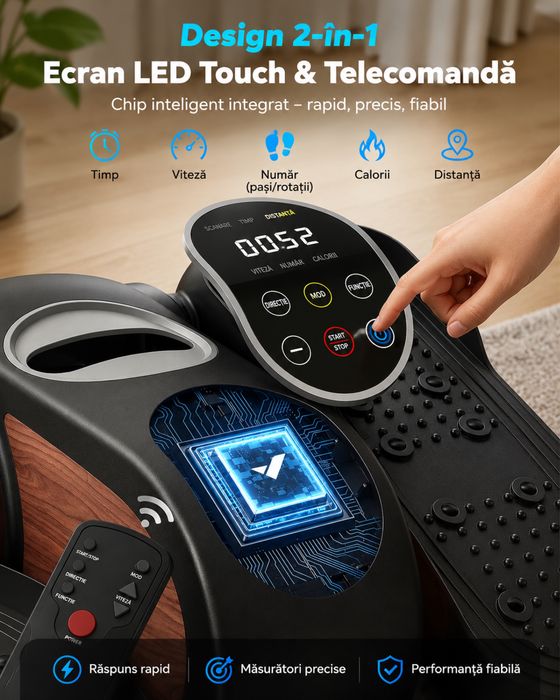 MERACH Eliptica Electrica Sub Birou cu Telecomanda, LCD, 12 Viteze, Miscare Fata Spate, Ultra Silentioasa, Noua