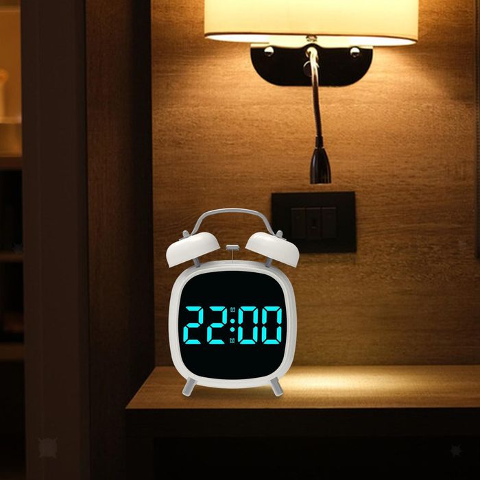 Светодиодный цифровой часы будильник с двойным звонком большой дисплей