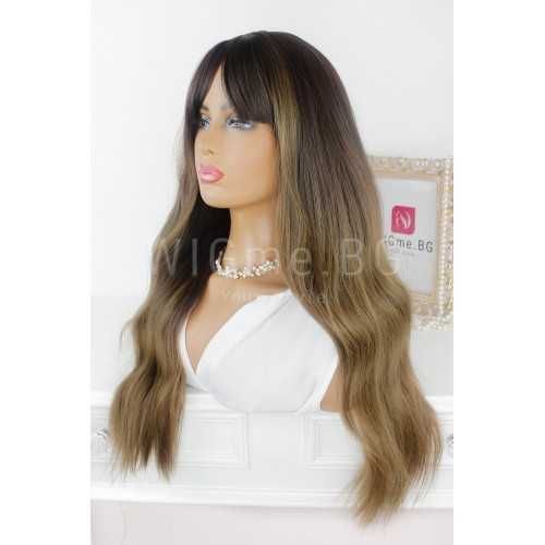 Дълга чуплива кестенява омбре перука с бреон Бриана