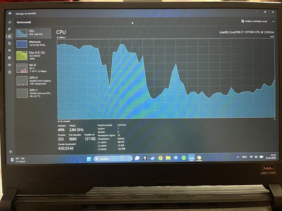 Vând laptop ASUS ROG STRIX G512LI
