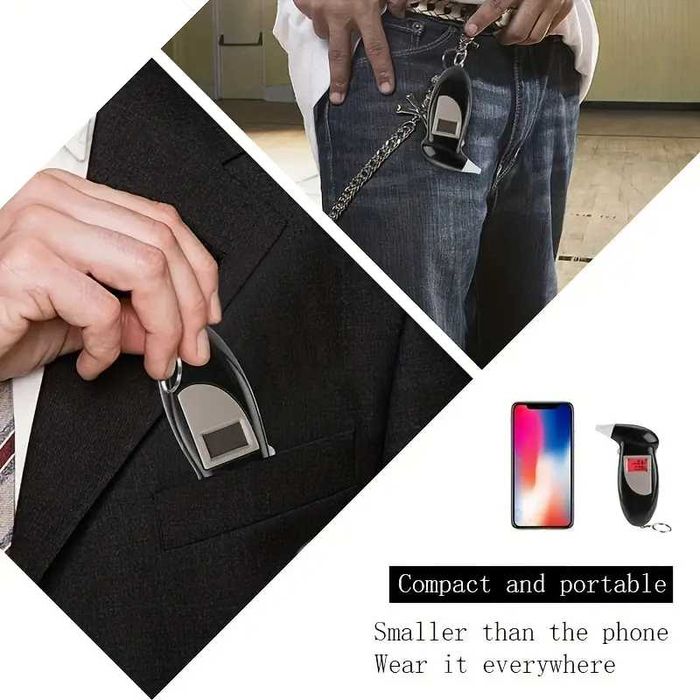 Alcohol alcool tester etilotest digital cu 5 functii alcolemie, ceas, alarma, termometru, cronometru Pret 30 lei.