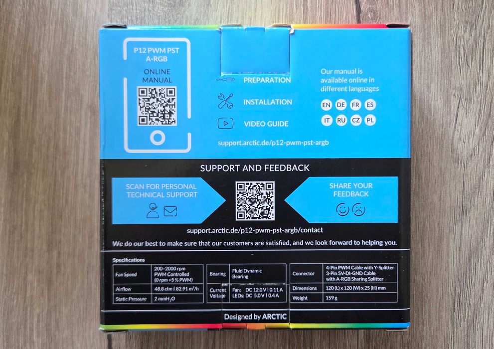 3 x Arctic Fan 120mm P12 PWM PST A-RGB (Black) Вентилатори