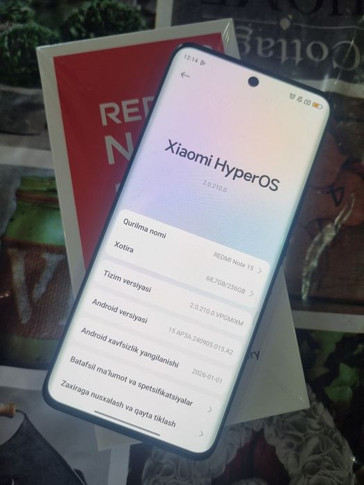 Redmi Note 15 xotira 8/256 karobka ochilgan 2oy ishlatilga 100% garant