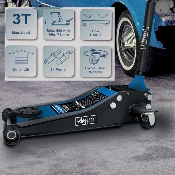 Cric crocodil hidraulic de 3 tone, 75-505mm, pompa dubla, SCHEPPACH