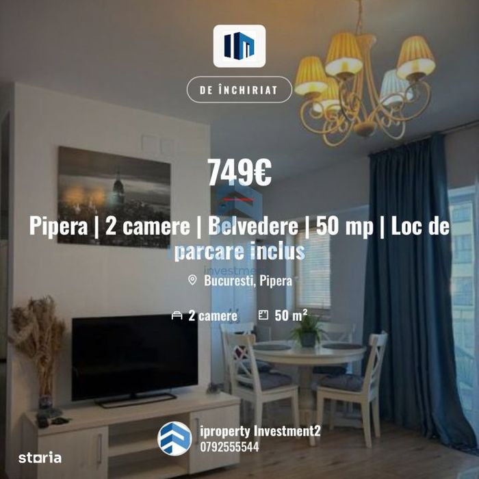 Pipera | 2 camere | Belvedere | 50 mp | Loc de parcare inclus