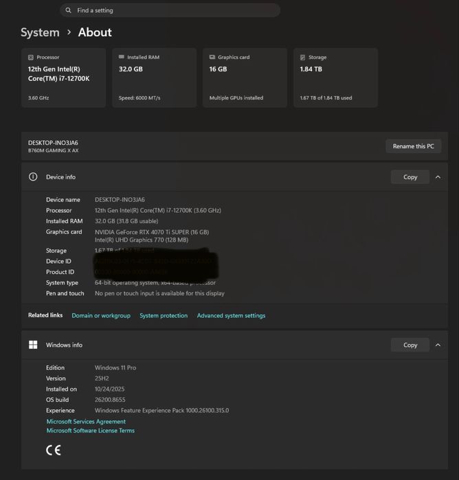 Pc Gaming/workstation rtx 4070ti super, i7 12900k 32gb ddr5