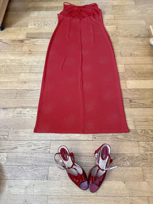 set rochie de seara si sandale piele