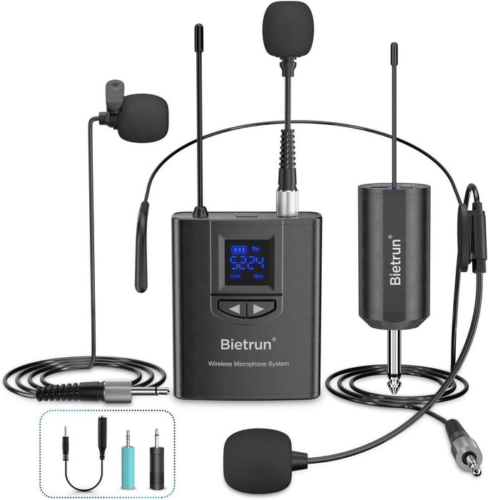 Bietrun WXM07 – безжична UHF микрофонна система 3 в 1 с headset, handheld и lavalier микрофон