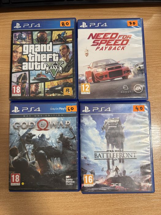 Jocuri PS4 GTA V, NFS PB, God of War, Battlefront