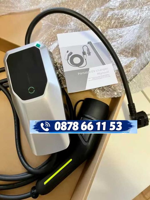 УЛТРА ПРОМО! Зарядна станция Type 2 - 3.6/7/11/22kW, до 32A, WiFi, LCD, регулируем ток, 1/3 фаза, нови, ГАРАНЦИЯ