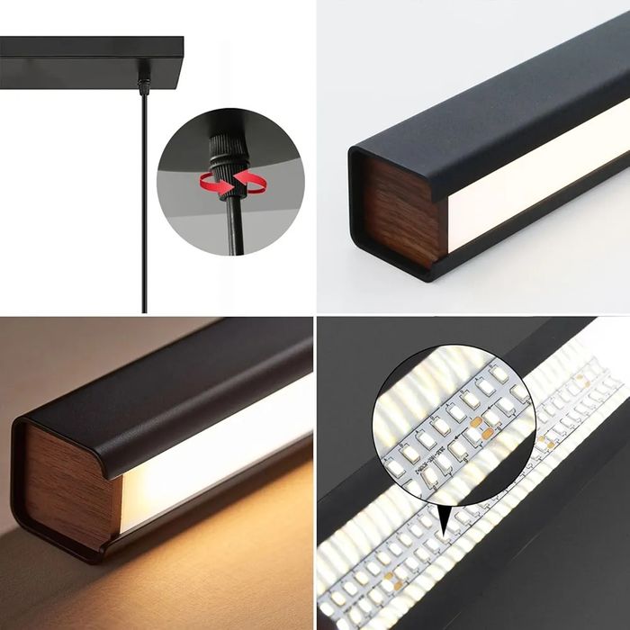 Линейна черна LED лампа 100/120см димируема с дистанционно