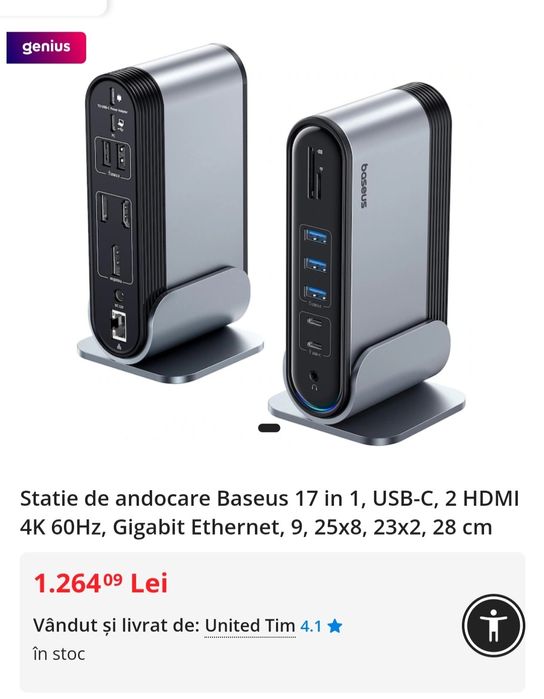 Docking Station Baseus 17 in 1 Noua Sigilata