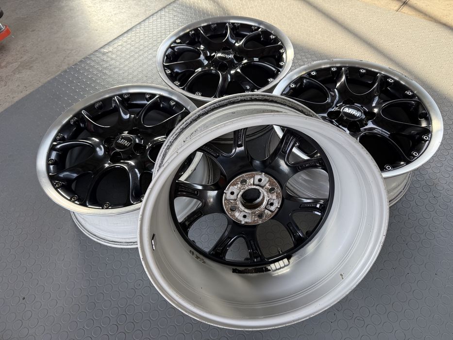 4бр. ОТЛИЧНИ ДВУКОМПОНЕНТНИ 17” ДЖАНТИ *RONAL R98* 4х100 за -MINI/MG/други- 7Jx17H2, ET48
