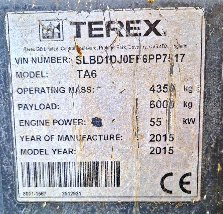 dumper TEREX TA6, capacitate incarcare 6 Tone