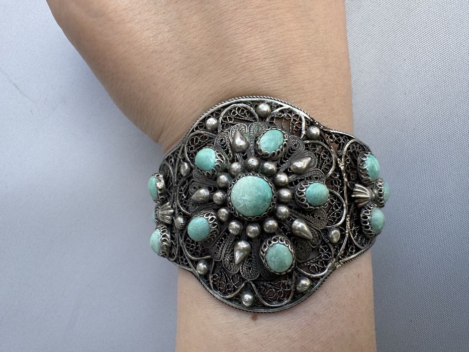Bratara din argint si turcoaze