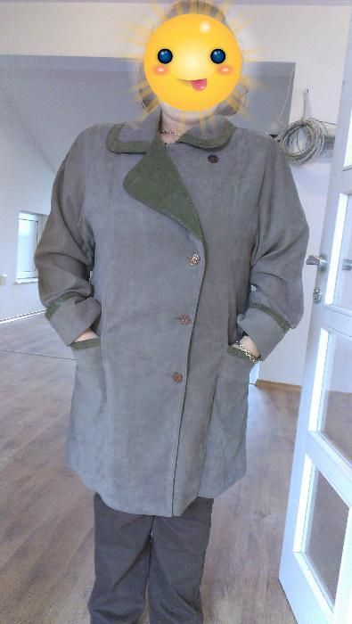 Дамско палто пастелно зеленикав цвят № XL