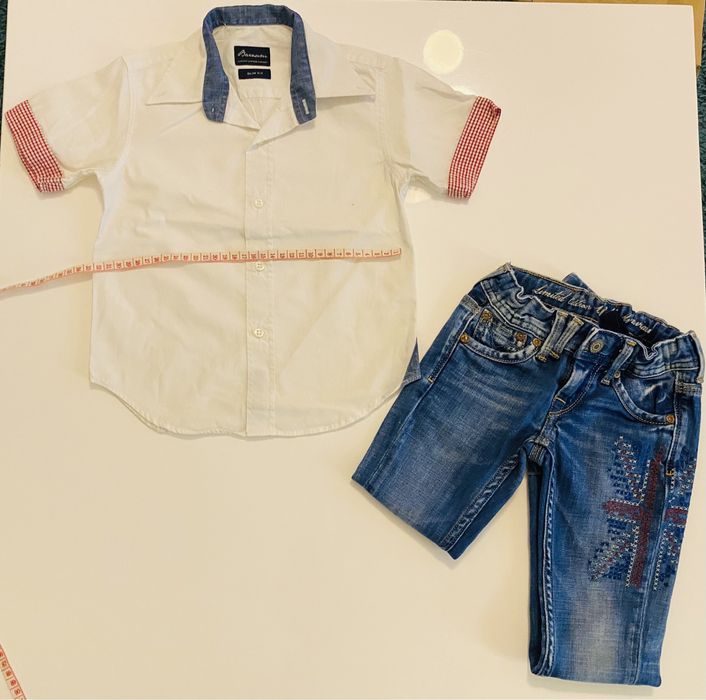 Camasa casual alba si blugi, baieti, 4 ani