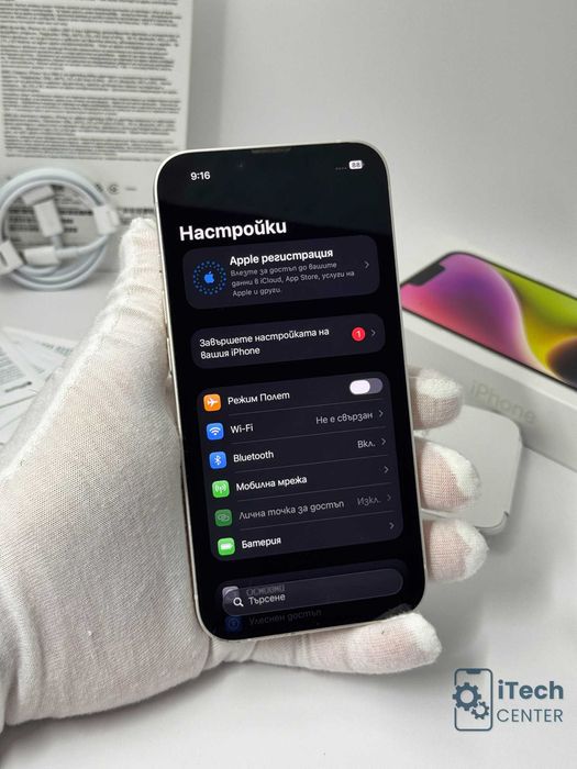 iPhone 14, 128GB, White, 100% батерия, КАТО НОВ, 1г. ГАРАНЦИЯ!