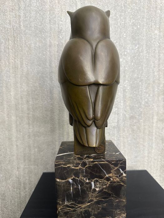 Уникална Бронзова Сова Art Deco – Оригинална Френска Скулптура, Cezaro