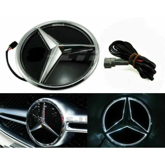 LED светеща стъклена емблема Mercedes-Benz 185 мм – W213 / W205 ,E class,C class