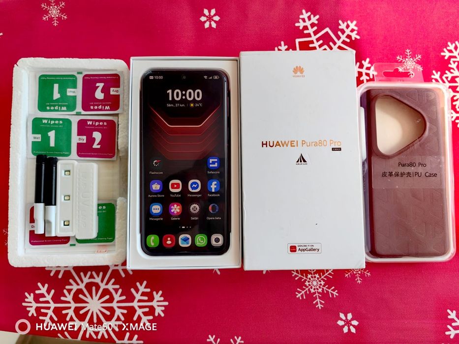 Vând HUAWEI PURA 80 PRO ROȘU cu factura și garanție până în septembrie 2027
