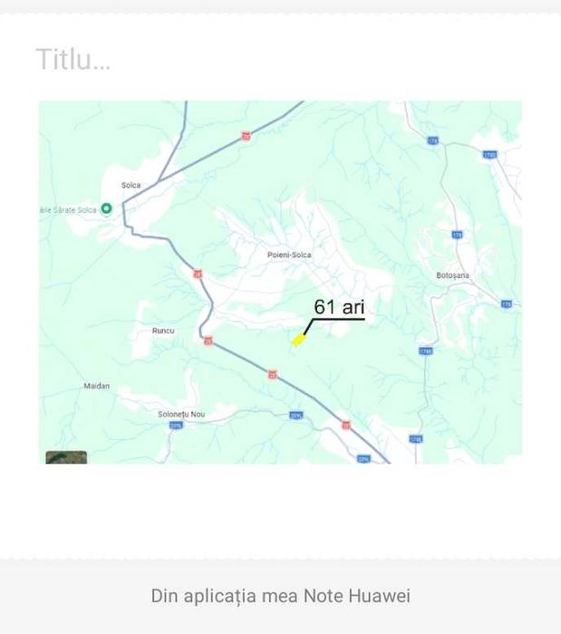 Vand teren cu padure extravilan 61 ari, Părteștii de Sus jud Suceava