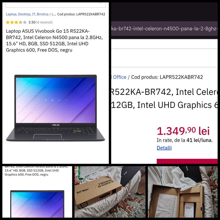 Laptop Asus Vivobook Go 15 -  model r22ka
