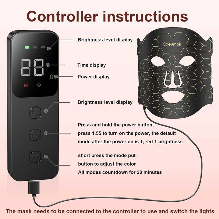 Masca faciala LED cu terapie cu lumina rosie - red light mask