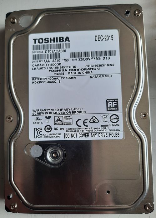 Vand hard disk NOU 500 GB TOSHIBA