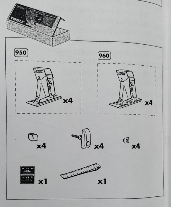 Thule 950. Упоры для автомобиля без водостока