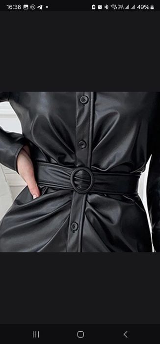 Платье миди экокожа