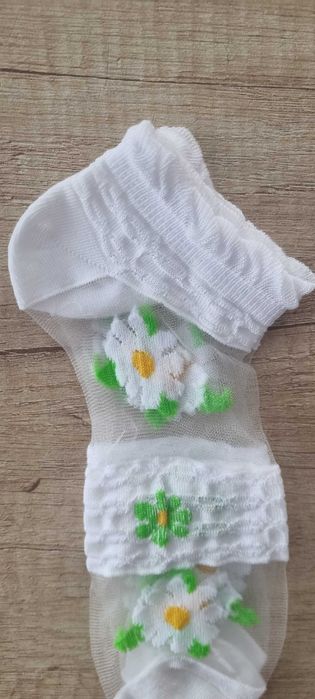 4 бр. нежни прозрачни бели чорапки с маргаритки, one size
