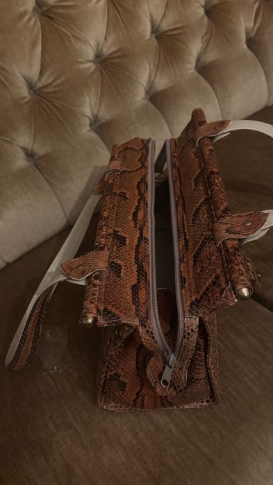 Poșetă vintage din piele de piton, Made in Italy, lucrată manual”