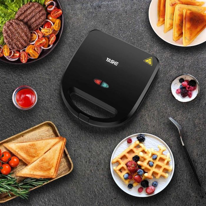 YASHE Тостер за сандвичи 3-в-1, гофретник Panini Presses Set, 750 W