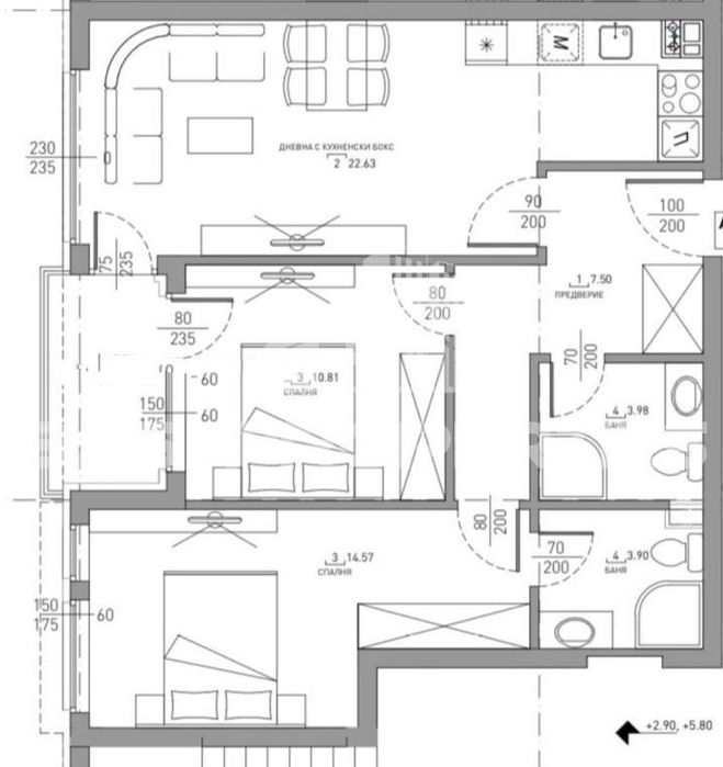 Продава се Тристаен апартамент в София, Малинова долина - 88 кв.м за 1328 €/кв.м - Снимка #1
