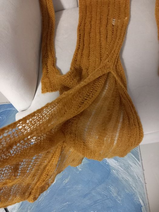 Rochie Zara lunga de plaja crosetata muștar mărimea S M