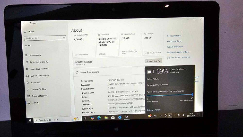Tabletă Laptop ThinkPad Helix Core M 8GB RAM 256GB SSD M.2 Windows 10