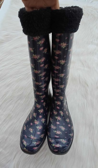 Дамски гумени ботуши №37 с вадещ се чорап