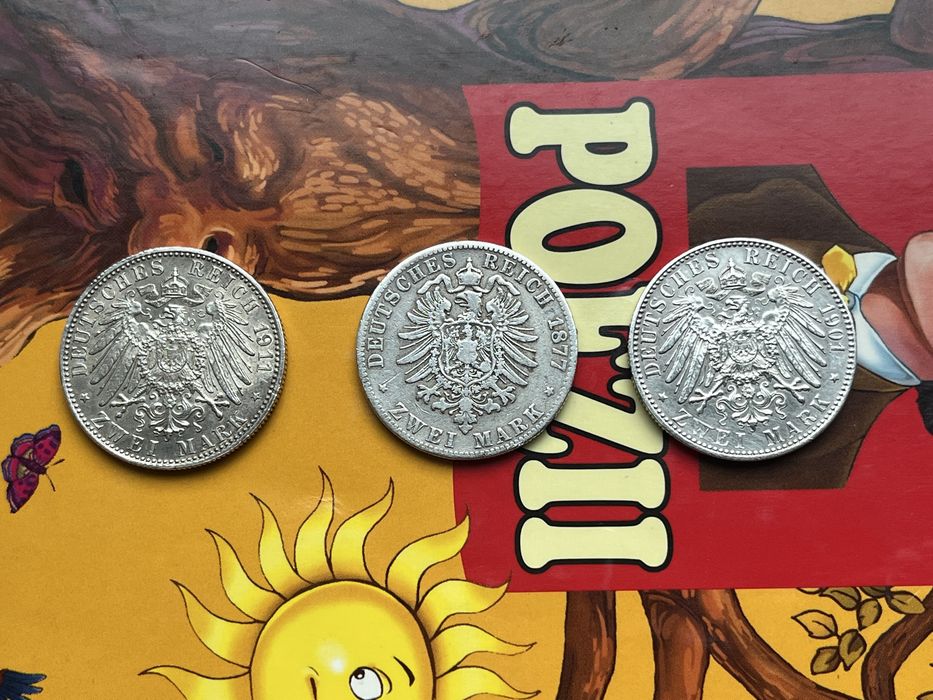 Lot top 3 monede x 2 Marci (Zwei Mark) Imperiul German – Argint 0.900