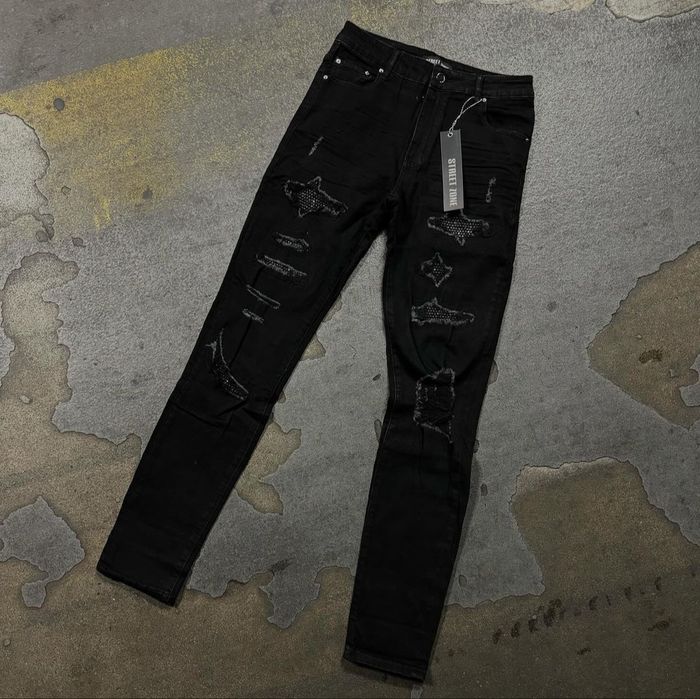 Black swarovski jeans streetzone
