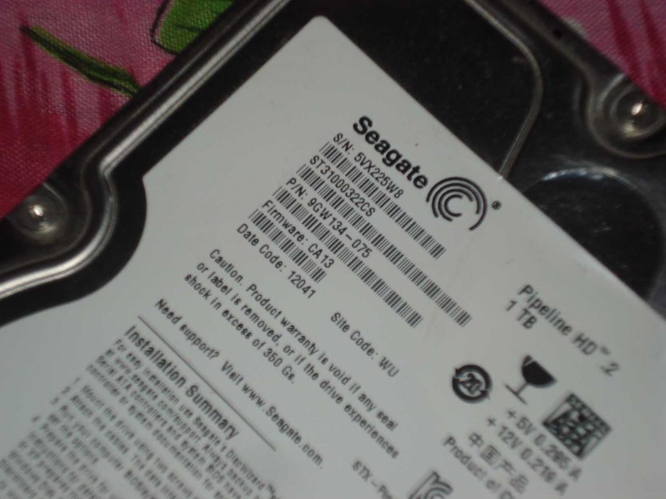 Hard disk segate pipeline ST31000322CS 1tb defect
