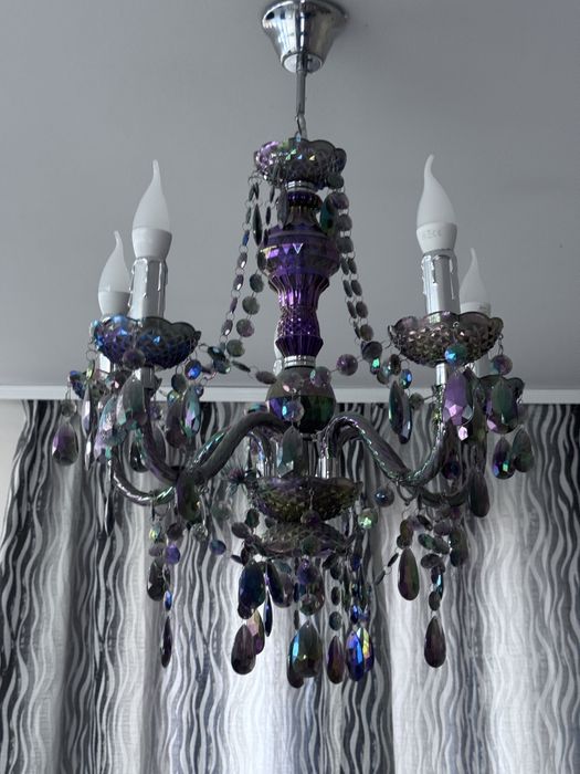 Кристален полилей 5 рамена – хамелеон цветове