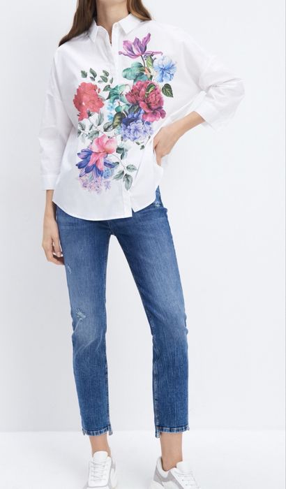 Camasa Mohito alba cu flori oversized xs-m