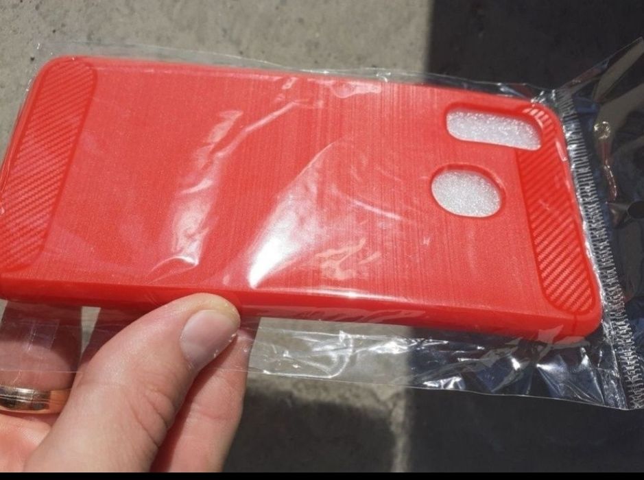 Husa bumper cauciuc silicon folie sticla samsung a20 a30 noua rosie