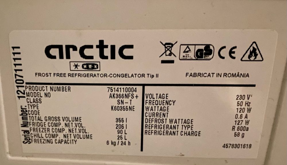 Vand combina frigirifica Arctic